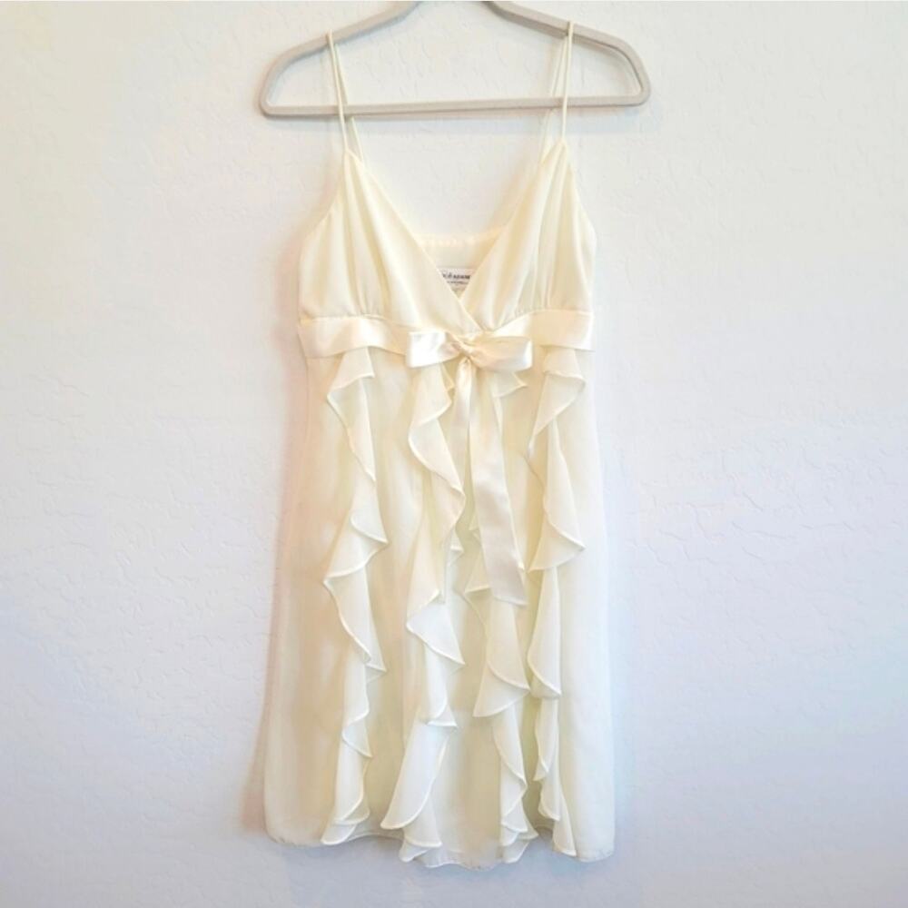 Betsy & Adam By Linda Bernell Ivory Ruffle Dress